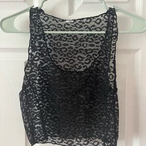 Black cheetah mesh top